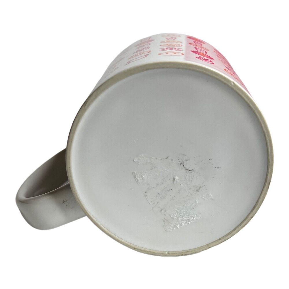 Dunkin Donuts Coffee Mug Cup Peace Love High Five emoji 2018‎ holiday white pink - Picture 7 of 7